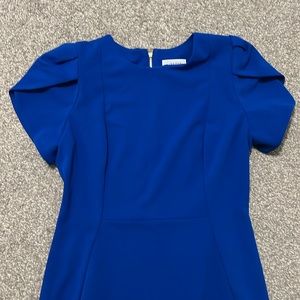 EUC Calvin Klein royal blue sheath dress with tulip sleeves